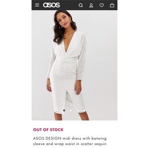ASOS DESIGN White Sequin Batwing Midi Dress